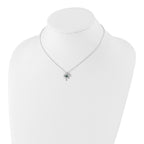 Cheryl M Sterling Silver Rhodium-plated Brilliant-cut Green Glass and Brilliant-cut White CZ Four Leaf Clover 15 Inch Necklace