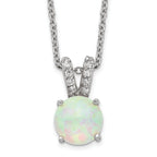 Cheryl M Sterling Silver Rhodium-plated Cabochon Lab Created Opal and Brilliant-cut CZ Split Bail 18 Inch Necklace