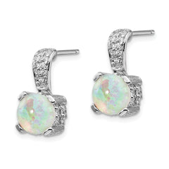 Cheryl Sterling Silver Opal & CZ Dangle Earrings with Rhodium Finish