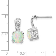 Cheryl Sterling Silver Opal & CZ Dangle Earrings with Rhodium Finish