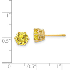 Cheryl 925 Sterling Silver Gold-Plated CZ Stud Earrings in Yellow 6.5mm Stones