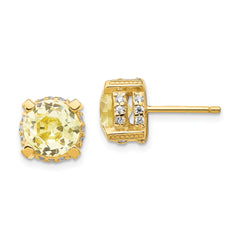 Cheryl M Sterling Silver Gold-plated Brilliant-cut Yellow and White CZ Post Earrings