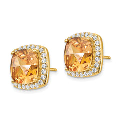 Cheryl Gold-Plated Sterling Silver Earrings with Champagne & White CZ Stones