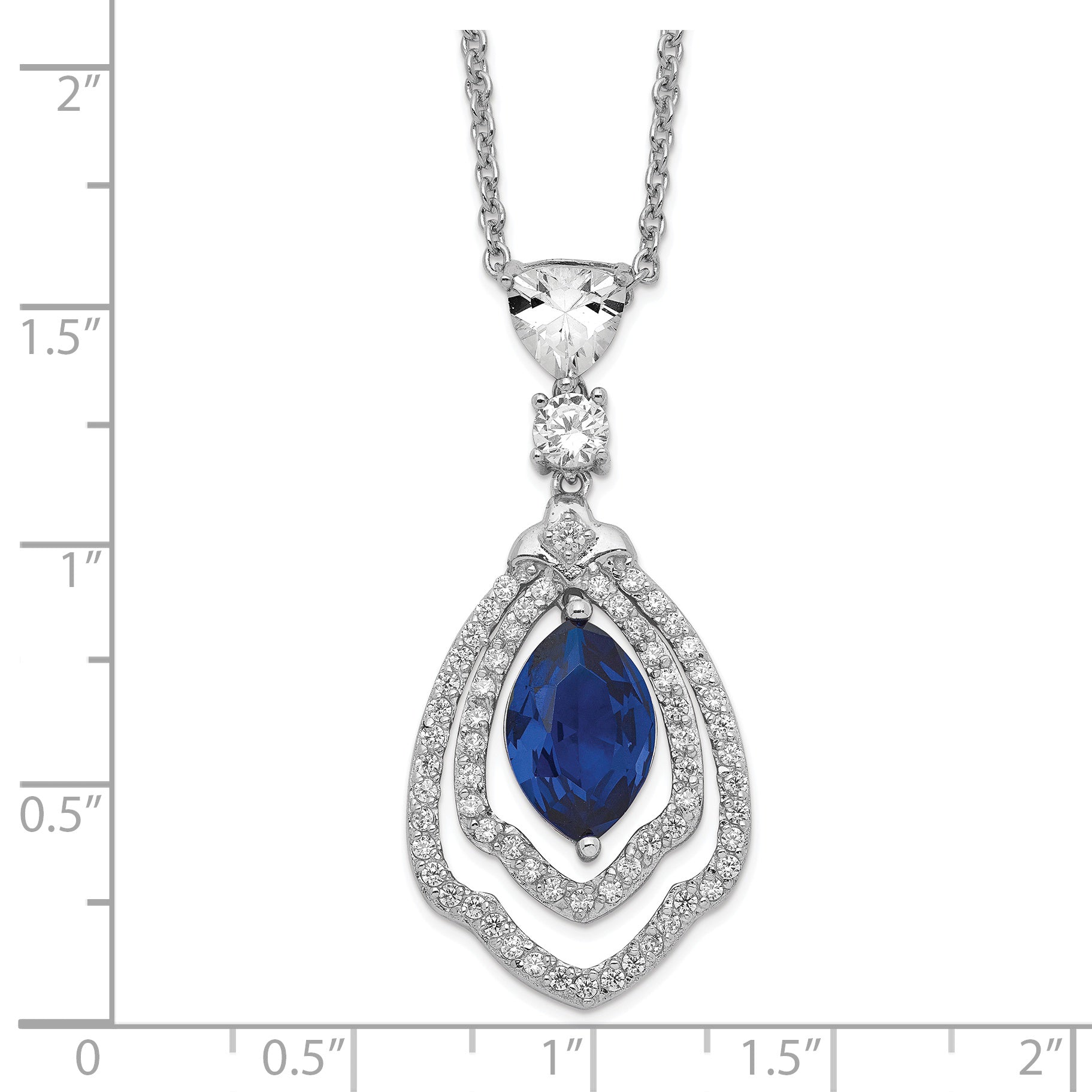 Cheryl M Sterling Silver Rhodium-plated Fancy Brilliant-cut Lab Created Dark Blue Spinel and Brilliant-cut White CZ 18 Inch Necklace Secondary image