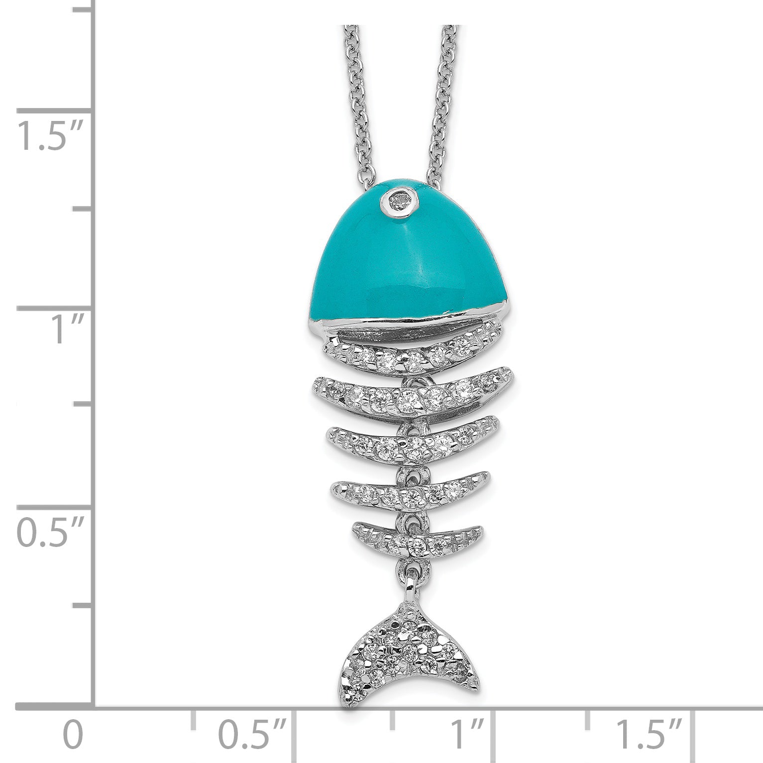 Cheryl M Sterling Silver Rhodium-plated Enameled Brilliant-cut CZ Fish 18 Inch Necklace Secondary image