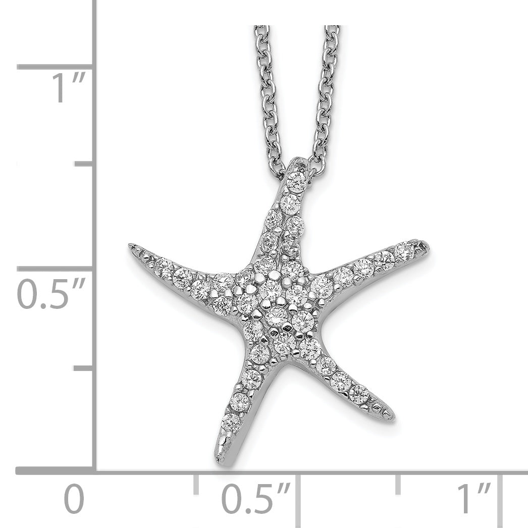 Cheryl M Sterling Silver Rhodium-plated Brilliant-cut CZ Starfish 18 Inch Necklace Secondary image