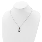 Cheryl M Sterling Silver Rhodium-plated with Black Rhodium Accent Enameled Brilliant-cut Black and White CZ Penguin 18 Inch Necklace