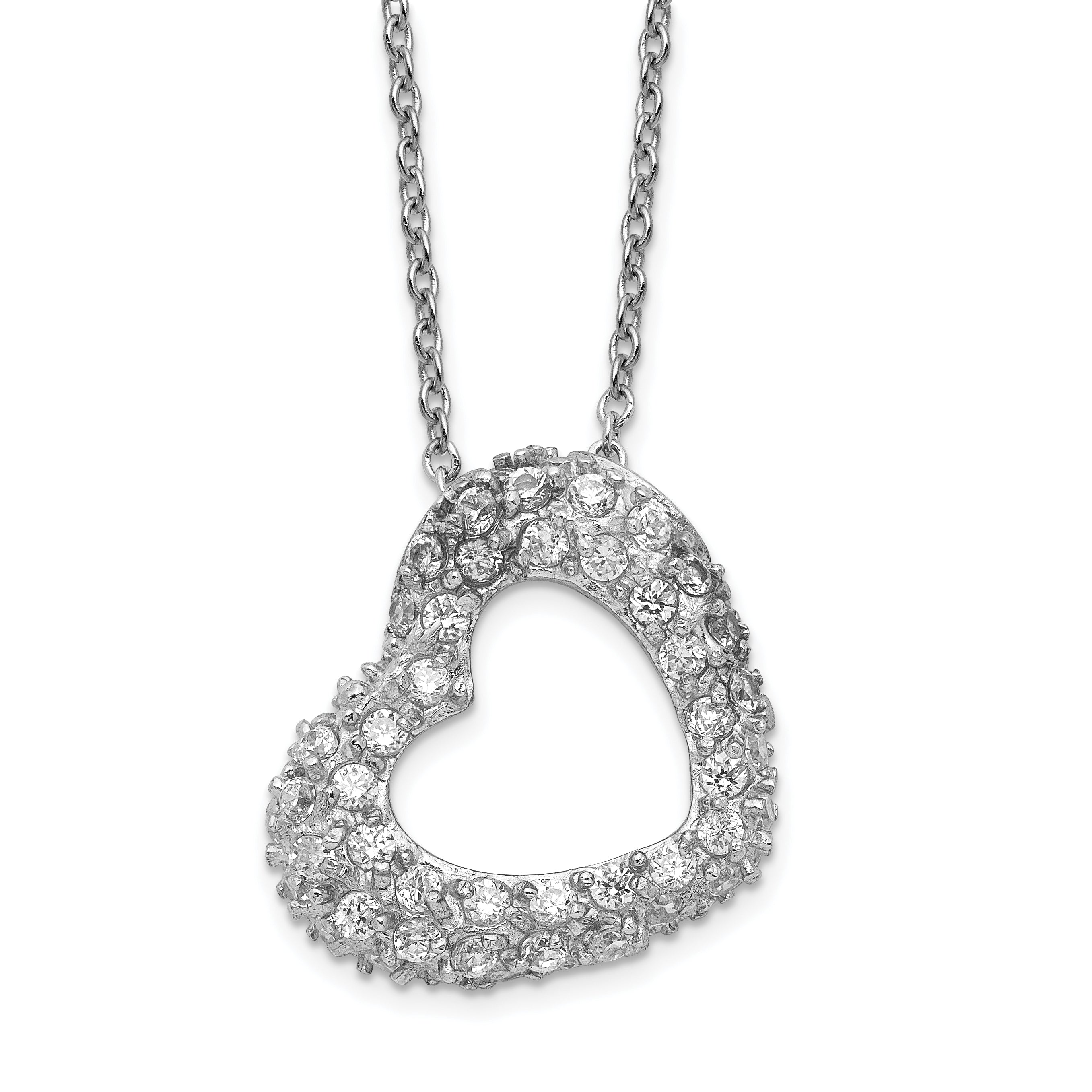 Cheryl M Sterling Silver CZ Heart Necklace Main image
