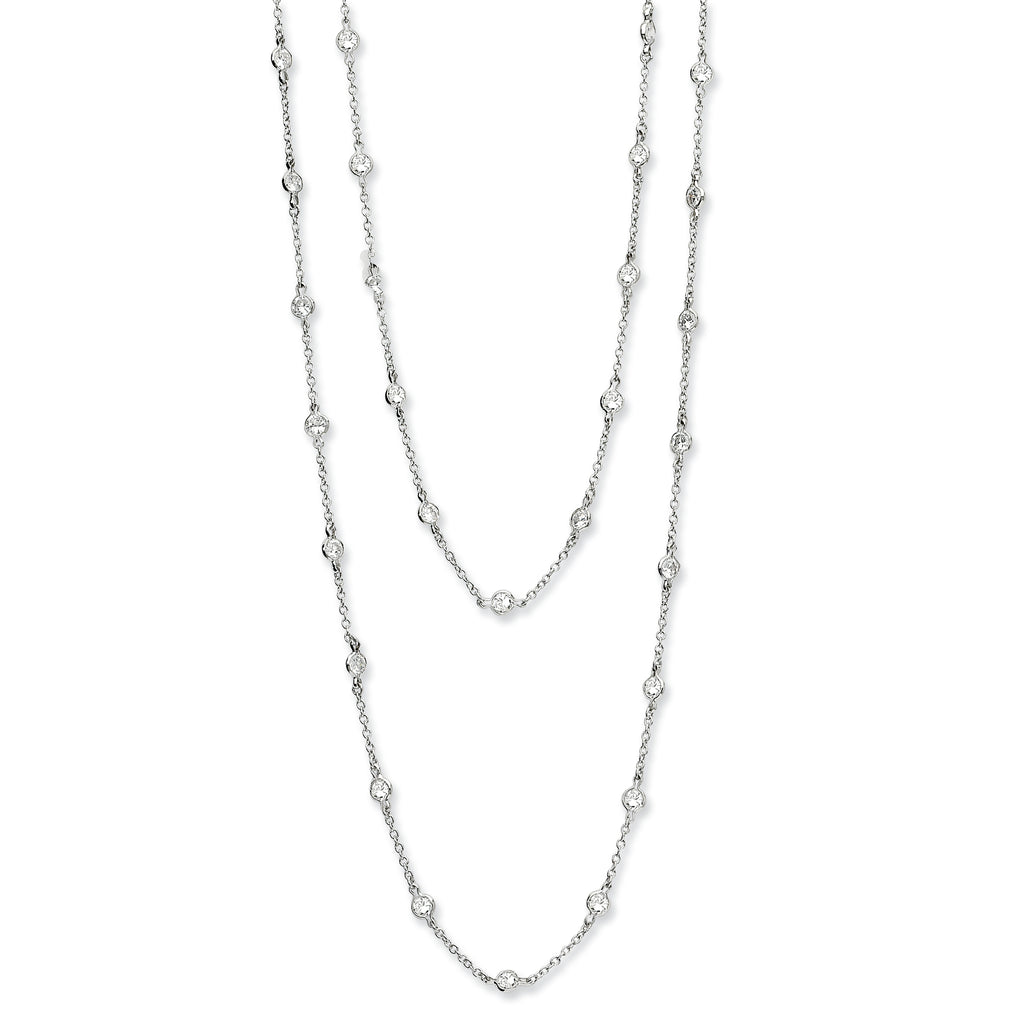 Cheryl M Sterling Silver Rhodium-plated Brilliant-cut Round CZ 42 Station 36 Inch Necklace