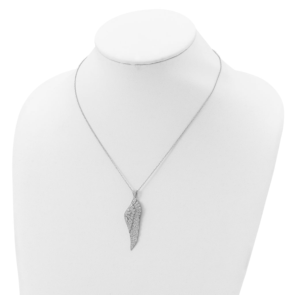 Cheryl M Sterling Silver Rhodium-plated Brilliant-cut CZ Angel Wing 18 Inch Necklace