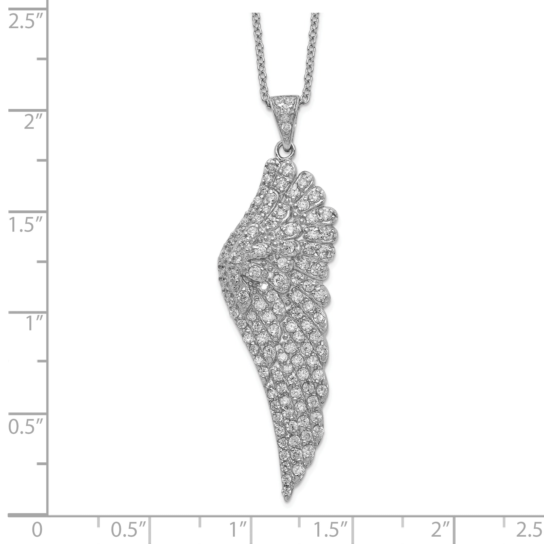 Cheryl M Sterling Silver Rhodium-plated Brilliant-cut CZ Angel Wing 18 Inch Necklace Secondary image