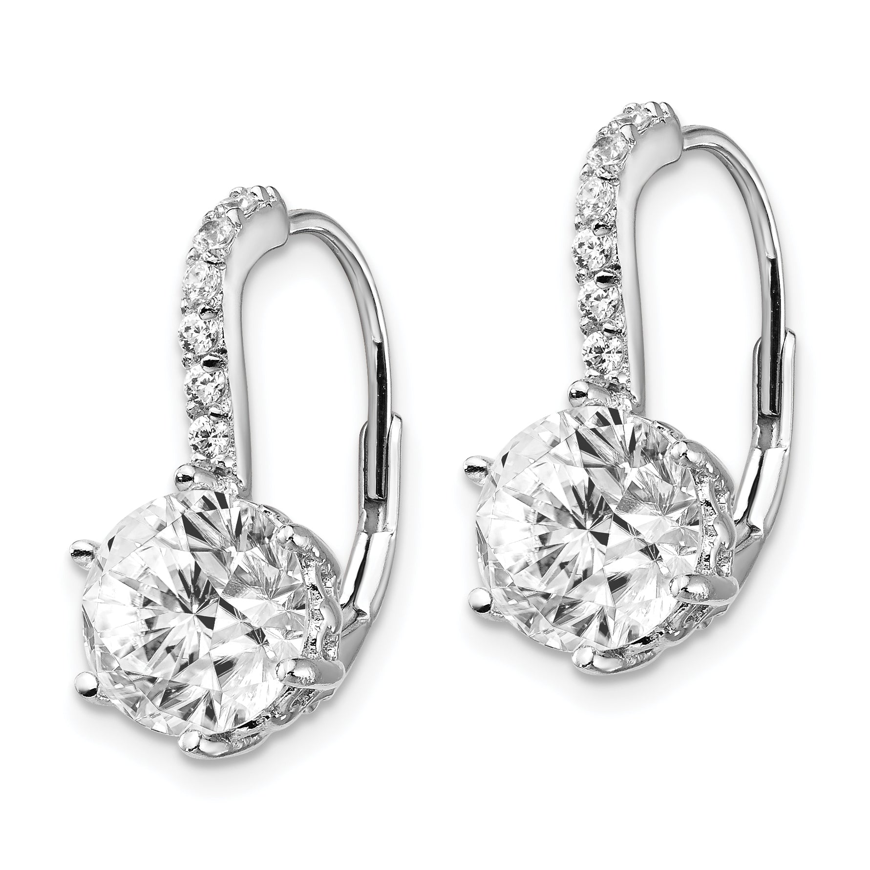 Cheryl Sterling Silver CZ Leverback Earrings with Rhodium Plating Secondary image
