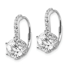 Cheryl Sterling Silver CZ Leverback Earrings with Rhodium Plating