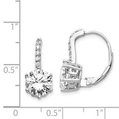 Cheryl Sterling Silver CZ Leverback Earrings with Rhodium Plating