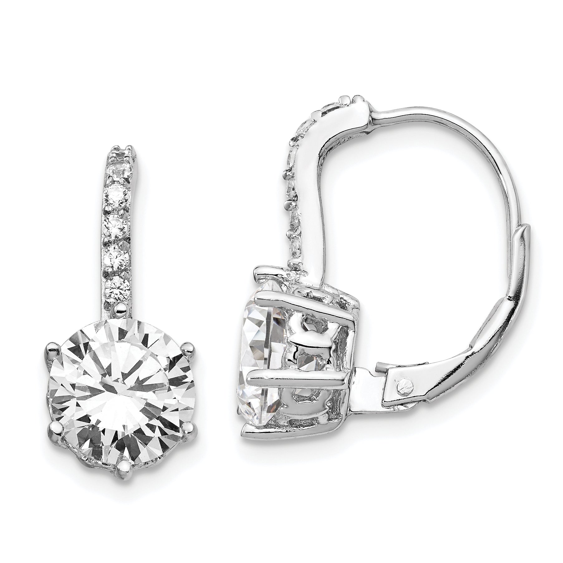 Cheryl M Sterling Silver Rhodium-plated Brilliant-cut CZ Leverback Earrings