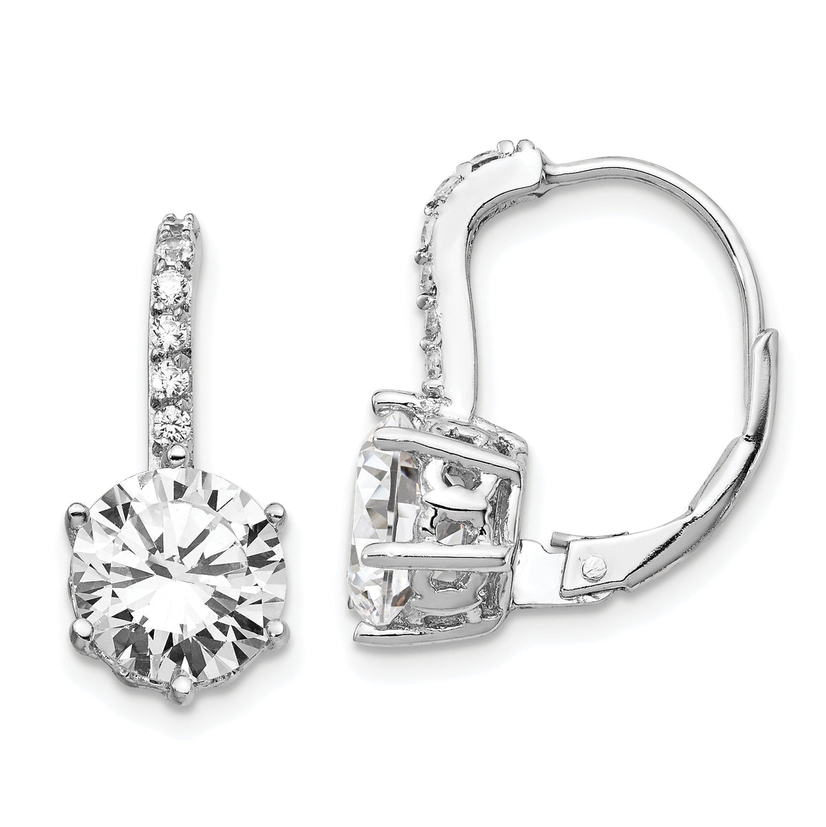 Cheryl M Sterling Silver Rhodium-plated Brilliant-cut CZ Leverback Earrings