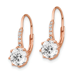 Cheryl Sterling Silver Rose Gold-Plated CZ Dangle Earrings with Leverback Closure