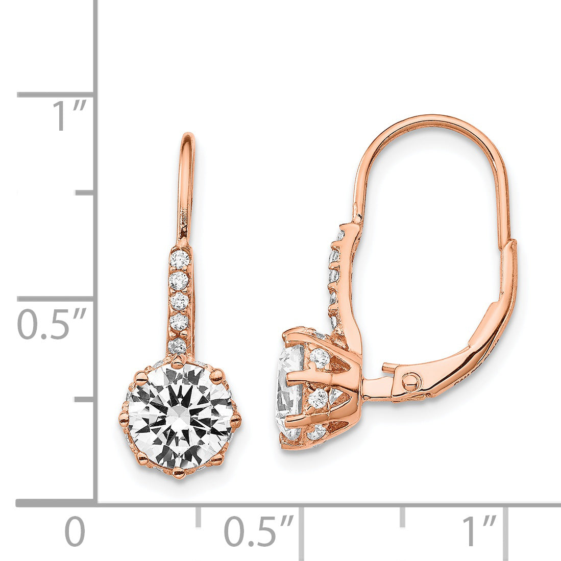 Cheryl M Sterling Silver Rose Gold-plated Brilliant-cut CZ Leverback Dangle Earrings