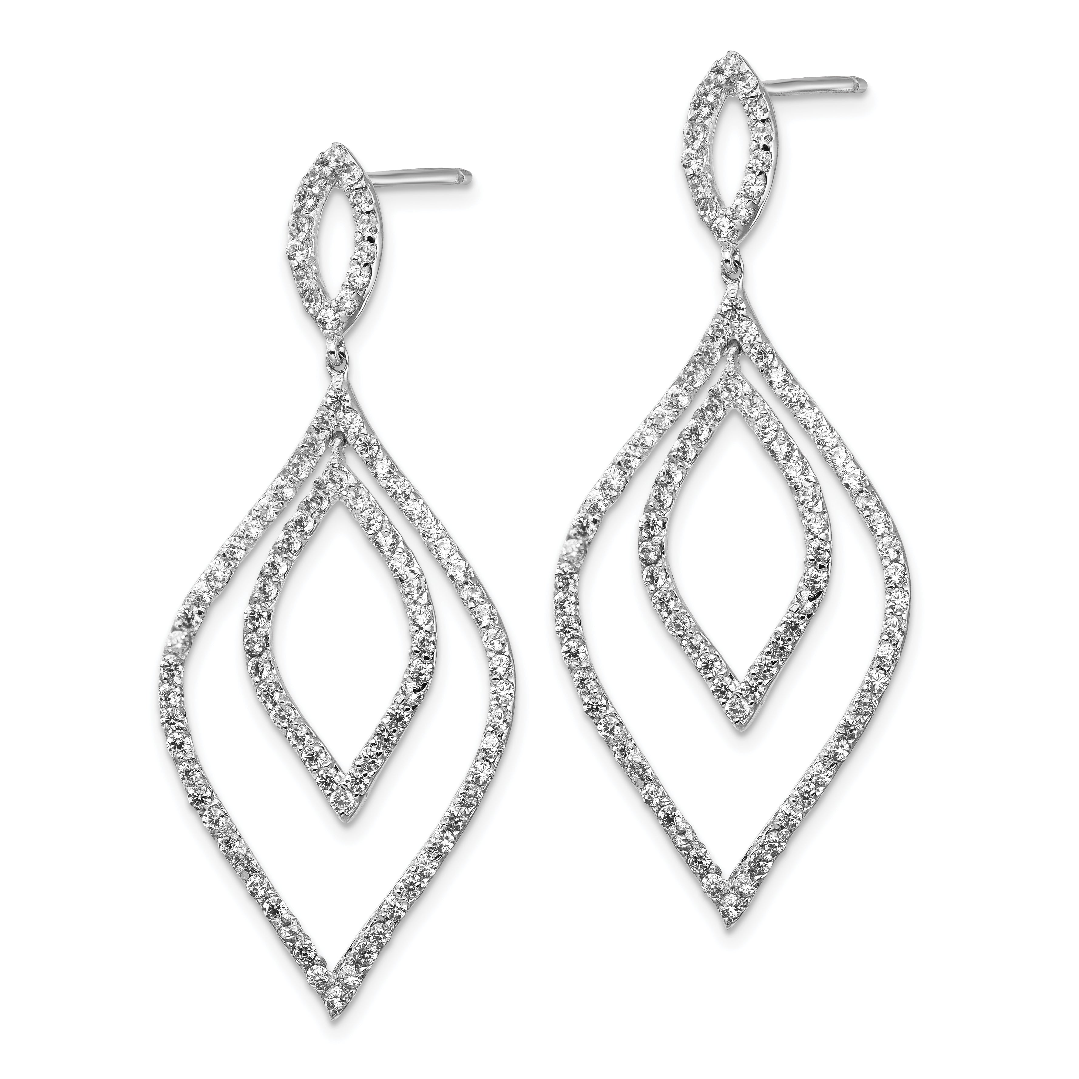 Cheryl 925 Sterling Silver Rhodium-Plated CZ Flame Dangle Earrings Gift Ready