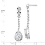 **Sterling Silver CZ Teardrop Halo Dangle Earrings, Rhodium-Plated, Gift-Ready**