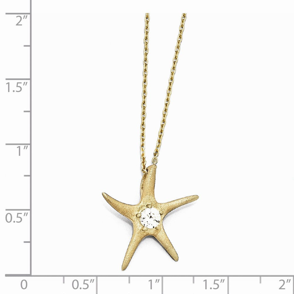 Cheryl M Sterling Silver Satin Gold-plated CZ Starfish 18in. Necklace