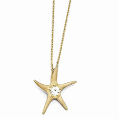 Cheryl M Sterling Silver Satin Gold-plated CZ Starfish 18in. Necklace