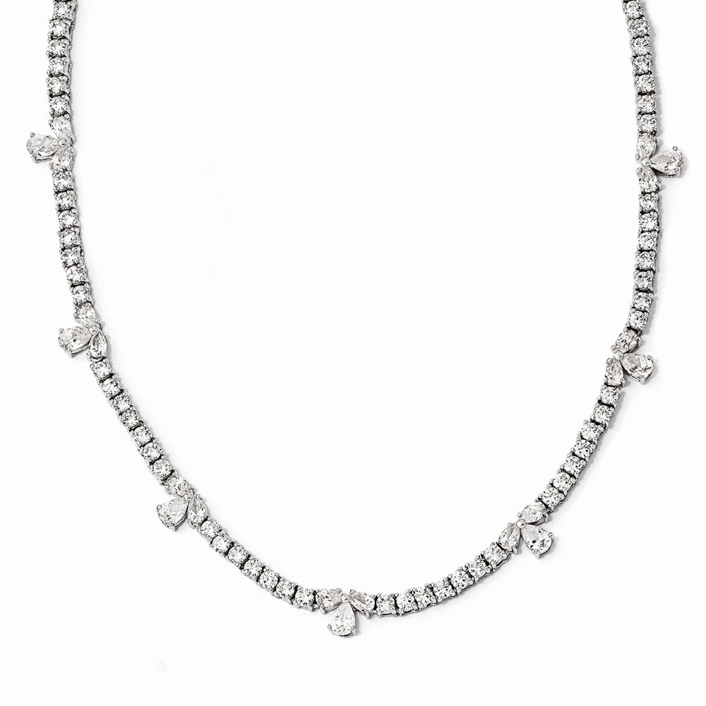 Sterling Silver Polished Fancy CZ Necklace