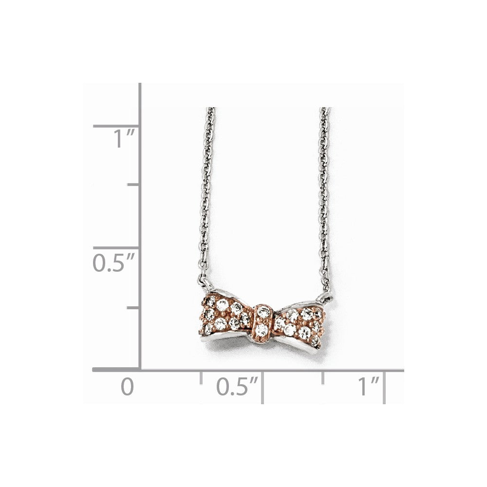 Cheryl M Sterling Silver Rose Gold-Plated & CZ Bow Necklace