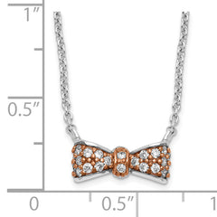 Cheryl M Sterling Silver Rose Gold-Plated & CZ Bow Necklace