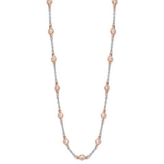 Cheryl M Sterling Silver Rhodium-plated and Rose Gold-plated Accent Brilliant-cut CZ 41 Station 36 Inch Necklace