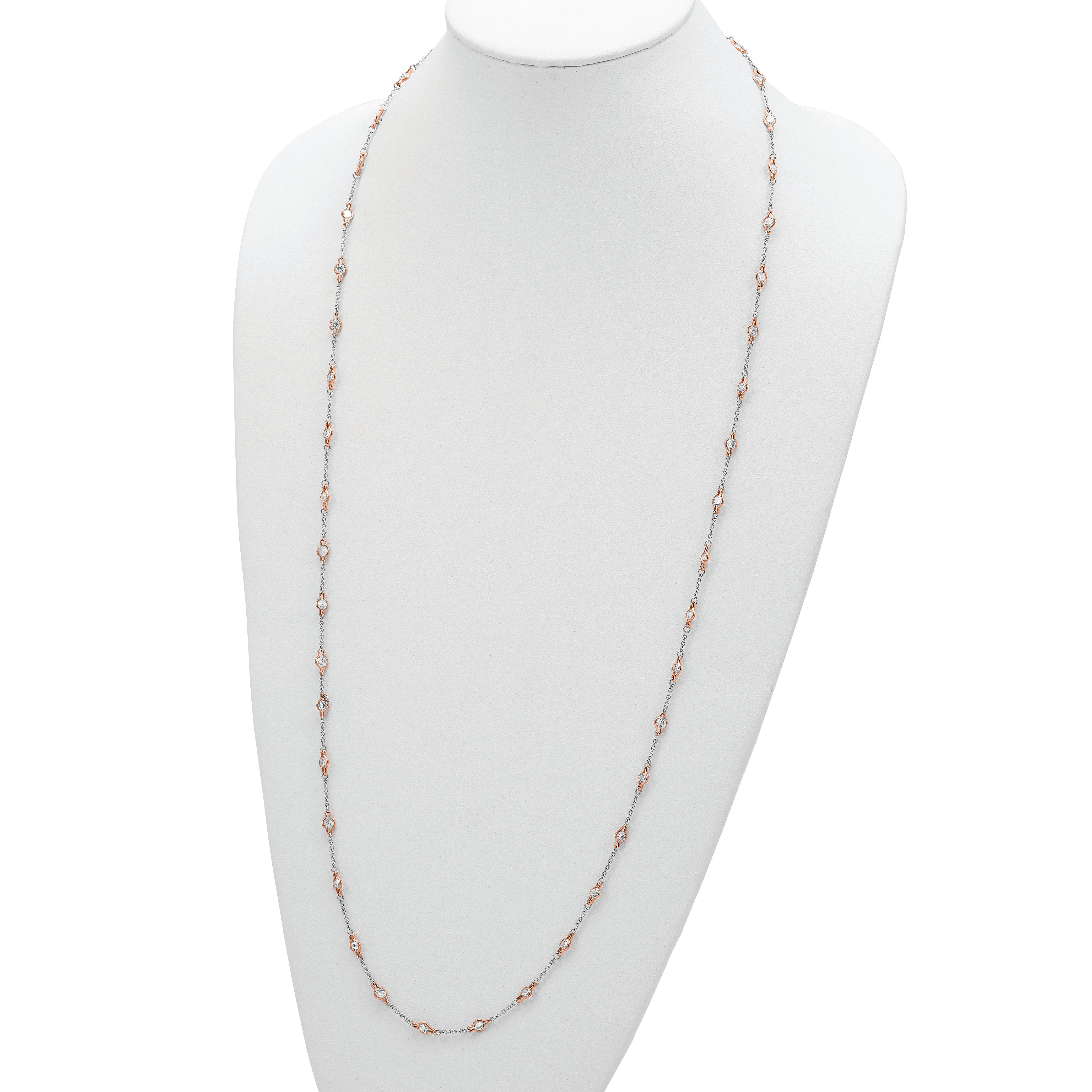 Cheryl Sterling Silver Two-Tone CZ Station Necklace 36 Elegant Gift Ready