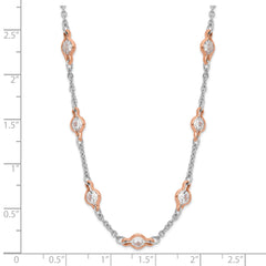 Cheryl Sterling Silver Two-Tone CZ Station Necklace 36 Elegant Gift Ready