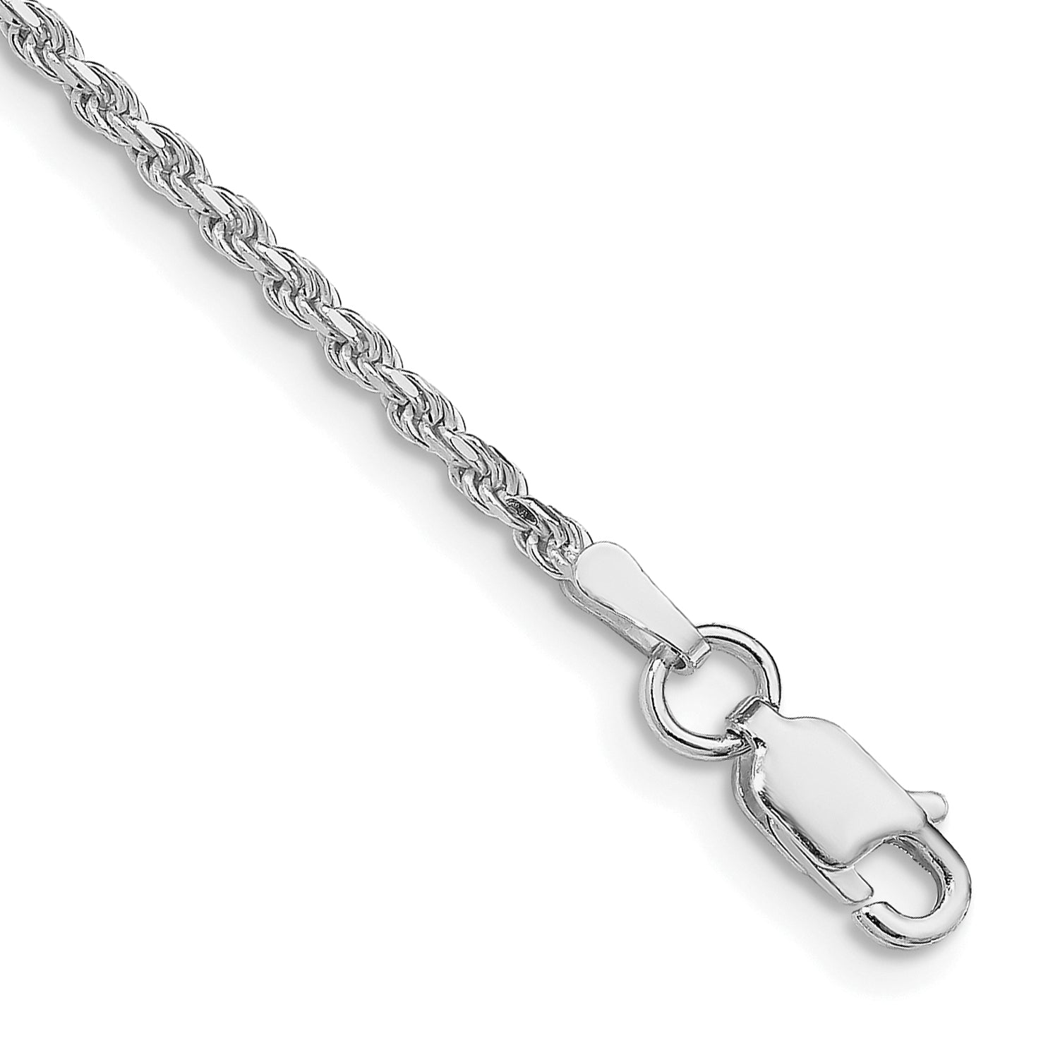 Sterling Silver Rhodium-plated 1.85mm Diamond-cut Rope Chain Anklet Main image