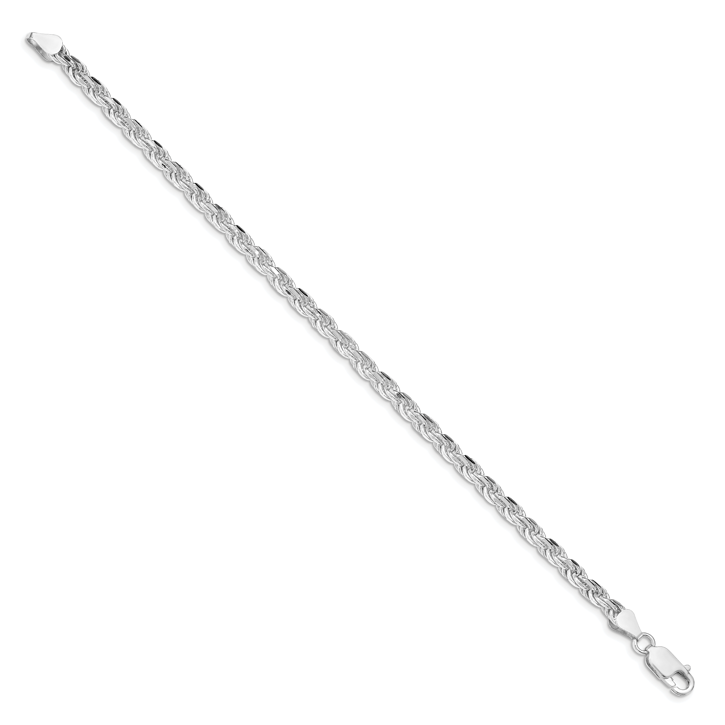 Sterling Silver Rhodium-plated 4.25mm Diamond-cut Rope Chain Secondary image