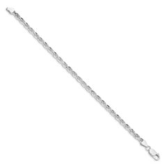 Sterling Silver Rhodium-plated 4.25mm Diamond-cut Rope Chain
