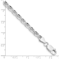 Sterling Silver Rhodium-plated 4.25mm Diamond-cut Rope Chain