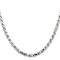 Sterling Silver 925 Unisex Polished Diamond-Cut Rope Chain Necklace 20 - 20