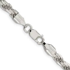 Sterling Silver 925 Unisex Polished Diamond-Cut Rope Chain Necklace 20 - 20