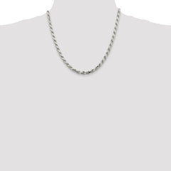 Sterling Silver 925 Unisex Polished Diamond-Cut Rope Chain Necklace 20 - 20