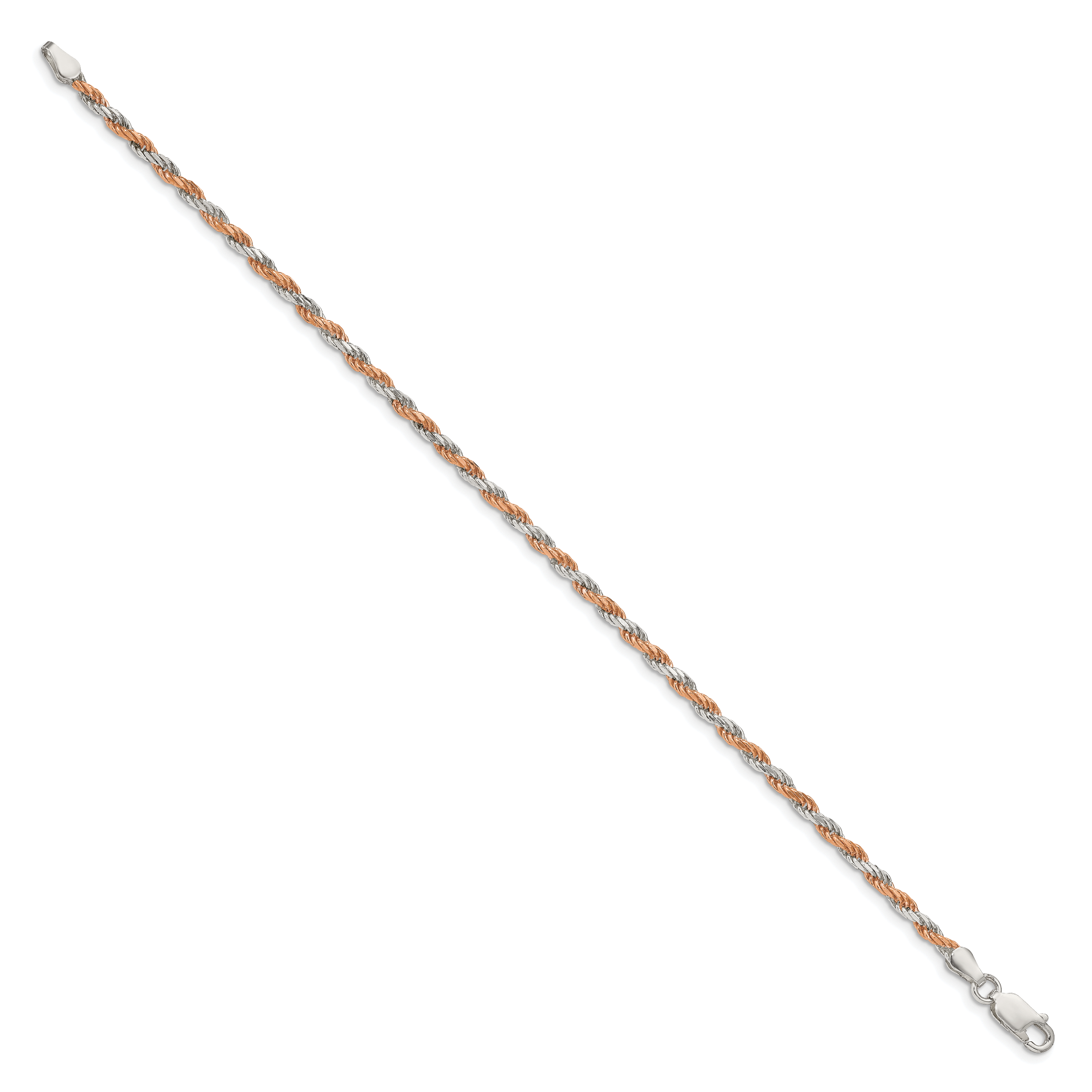 Sterling Silver And Rose Vermeil 2.5mm Diamond-cut Rope Chain Secondary image
