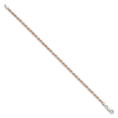 Sterling Silver And Rose Vermeil 2.5mm Diamond-cut Rope Chain