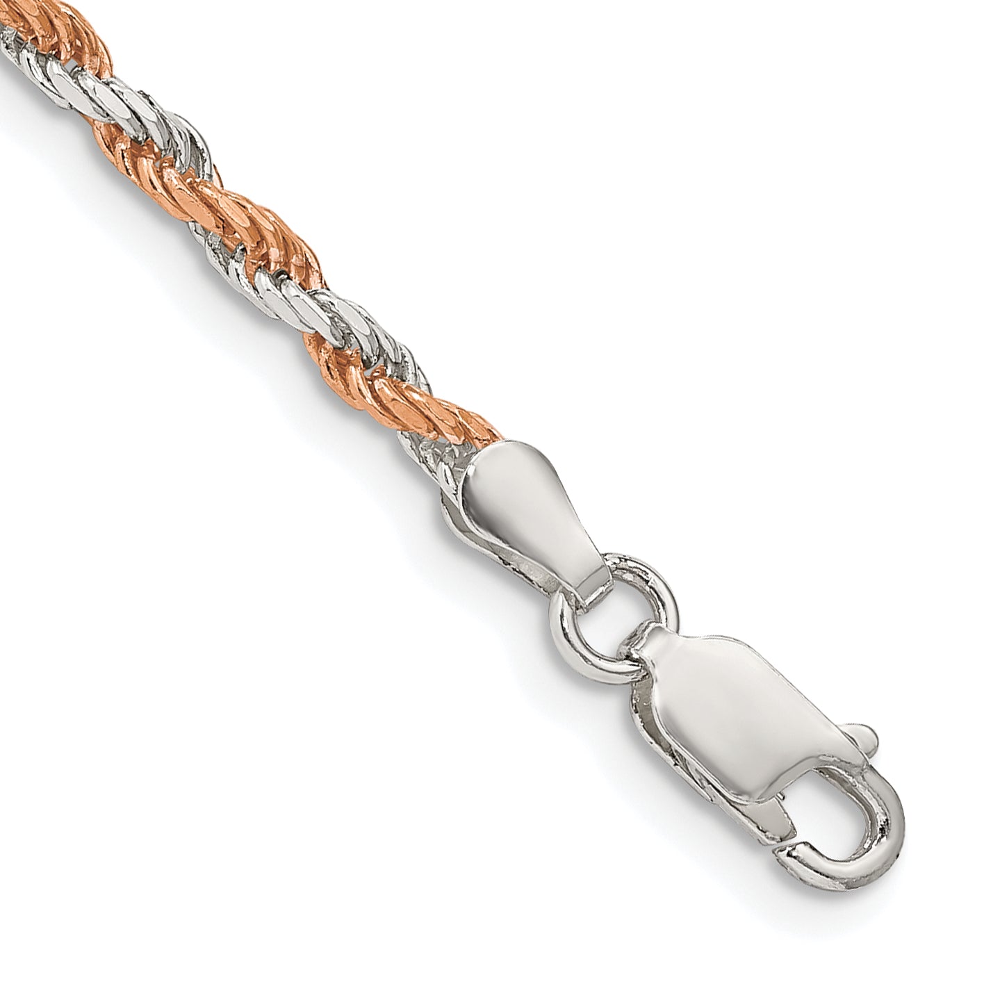 Sterling Silver And Rose Vermeil 2.5mm Diamond-cut Rope Chain