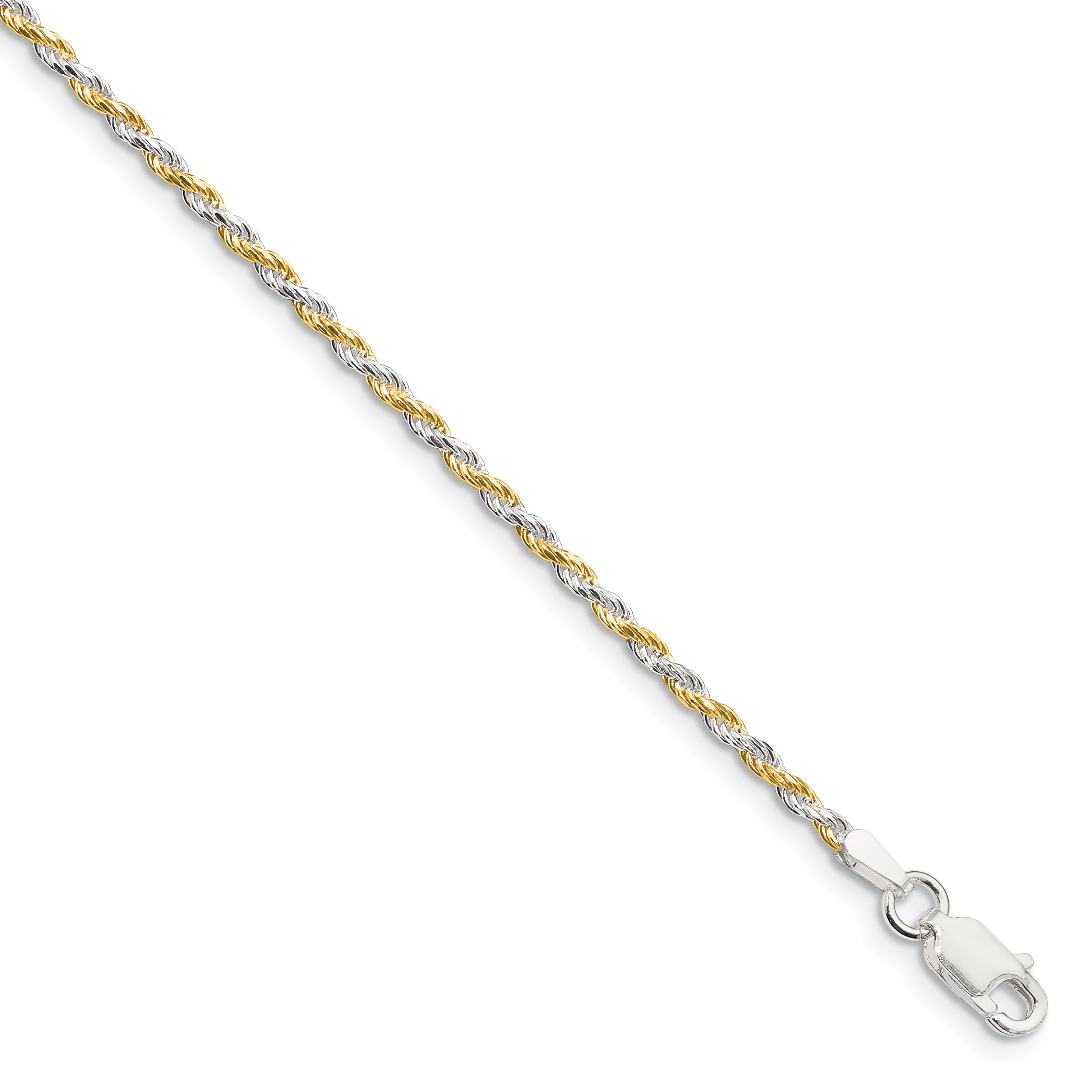 Sterling Silver & Vermeil 1.85mm Diamond-cut Rope Chain