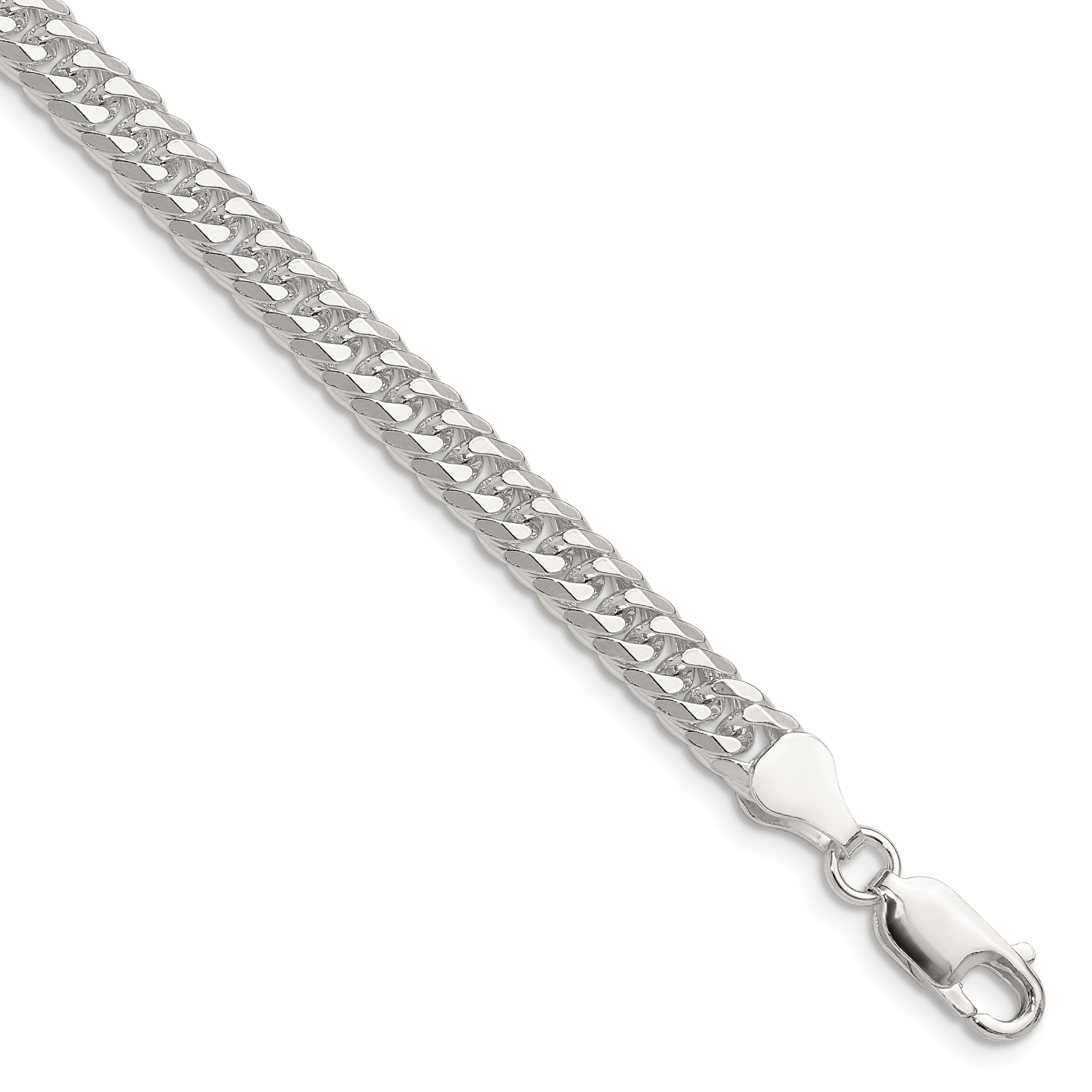 Sterling Silver Polished 5.7mm Double Diamond-cut Curb Chain