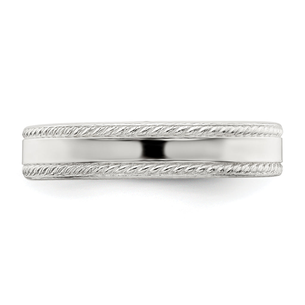 Rope-Edge Wedding Band in Sterling Silver, 4mm
