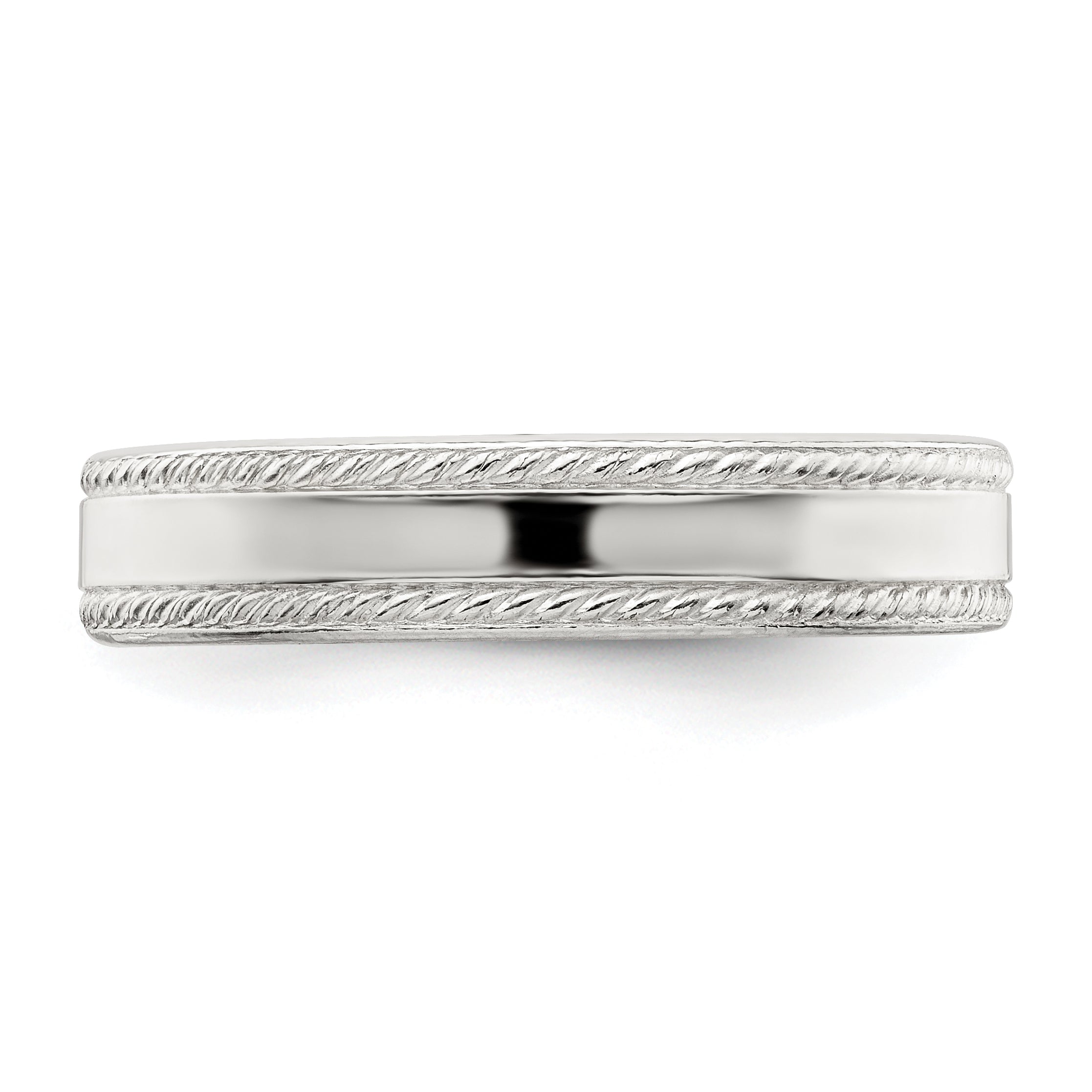Rope-Edge Wedding Band in Sterling Silver, 4mm