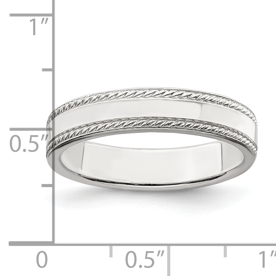 Rope-Edge Wedding Band in Sterling Silver, 4mm