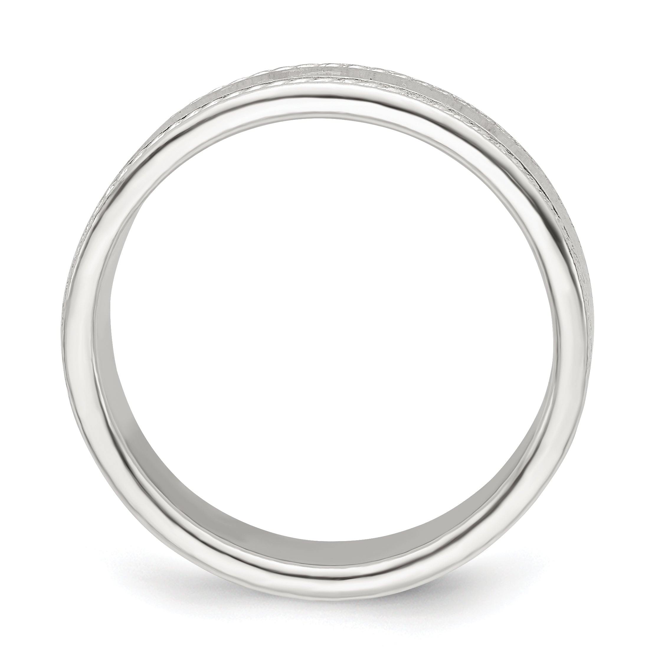 Rope-Edge Wedding Band in Sterling Silver, 5mm