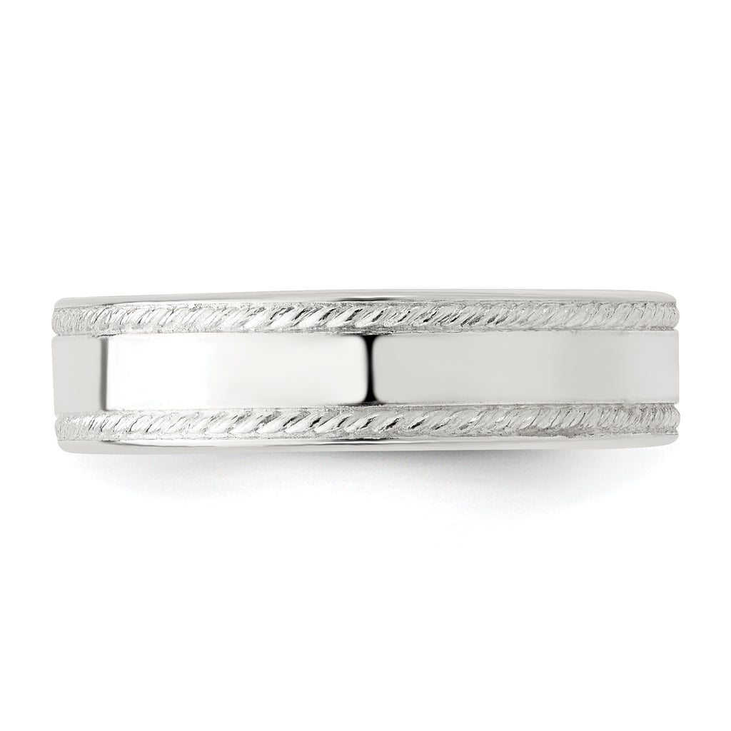 Rope-Edge Wedding Band in Sterling Silver, 5mm
