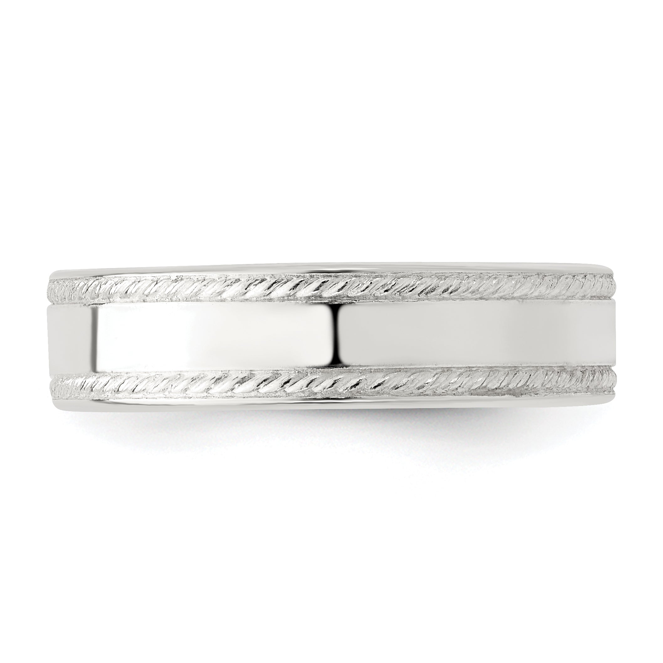 Rope-Edge Wedding Band in Sterling Silver, 5mm